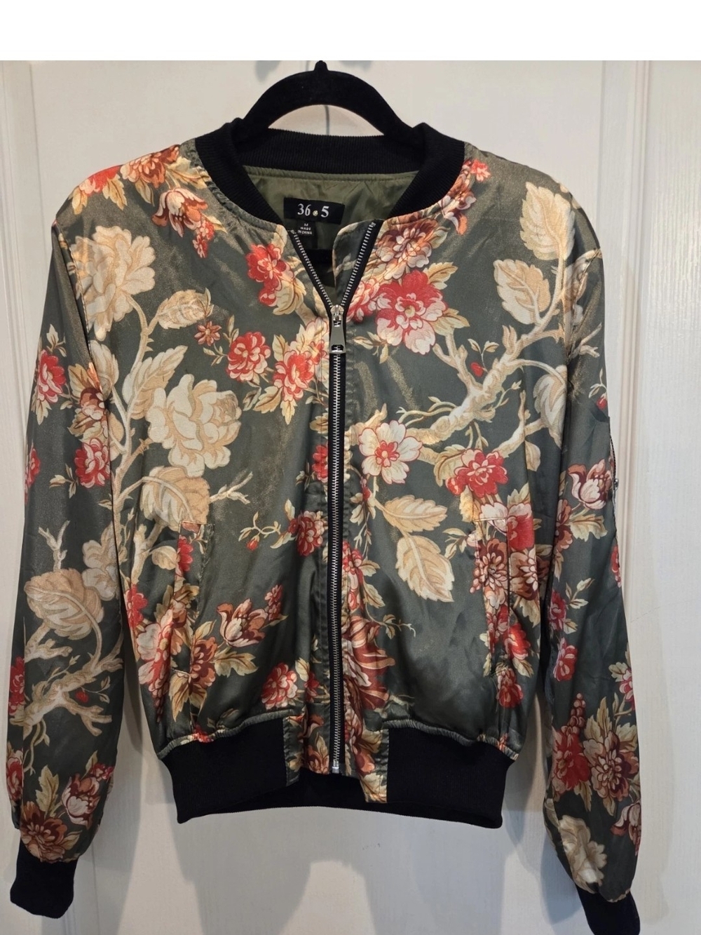 Floral Bomber Jacket - Olive Green Floral